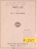Fellows-Fellows No. 12, Gear Shaper, Parts Manual Year (1958)-No. 12-01